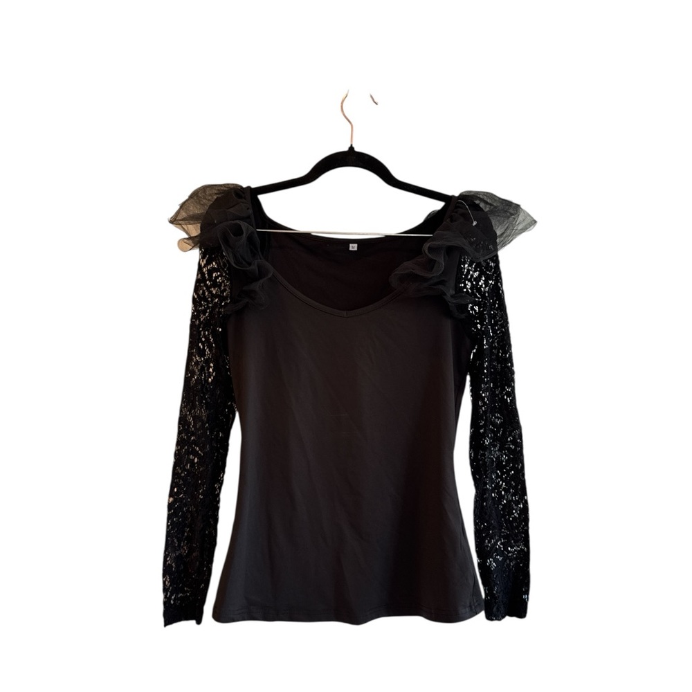 Black Asymmetrical Long Sleeve Bodysuit
